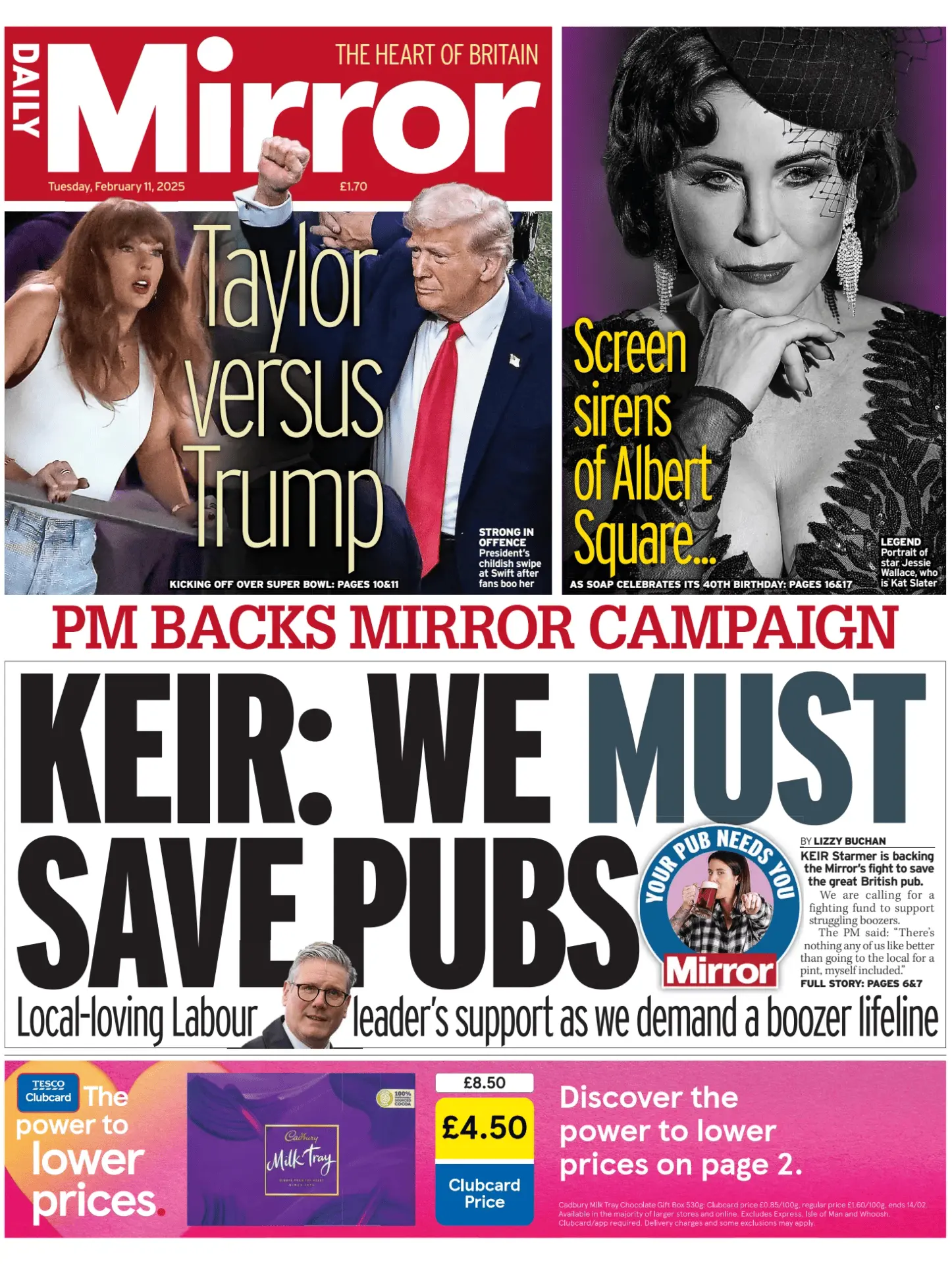 Prima-pagina-Daily Mirror-edizione-di-oggi-11-02-2025